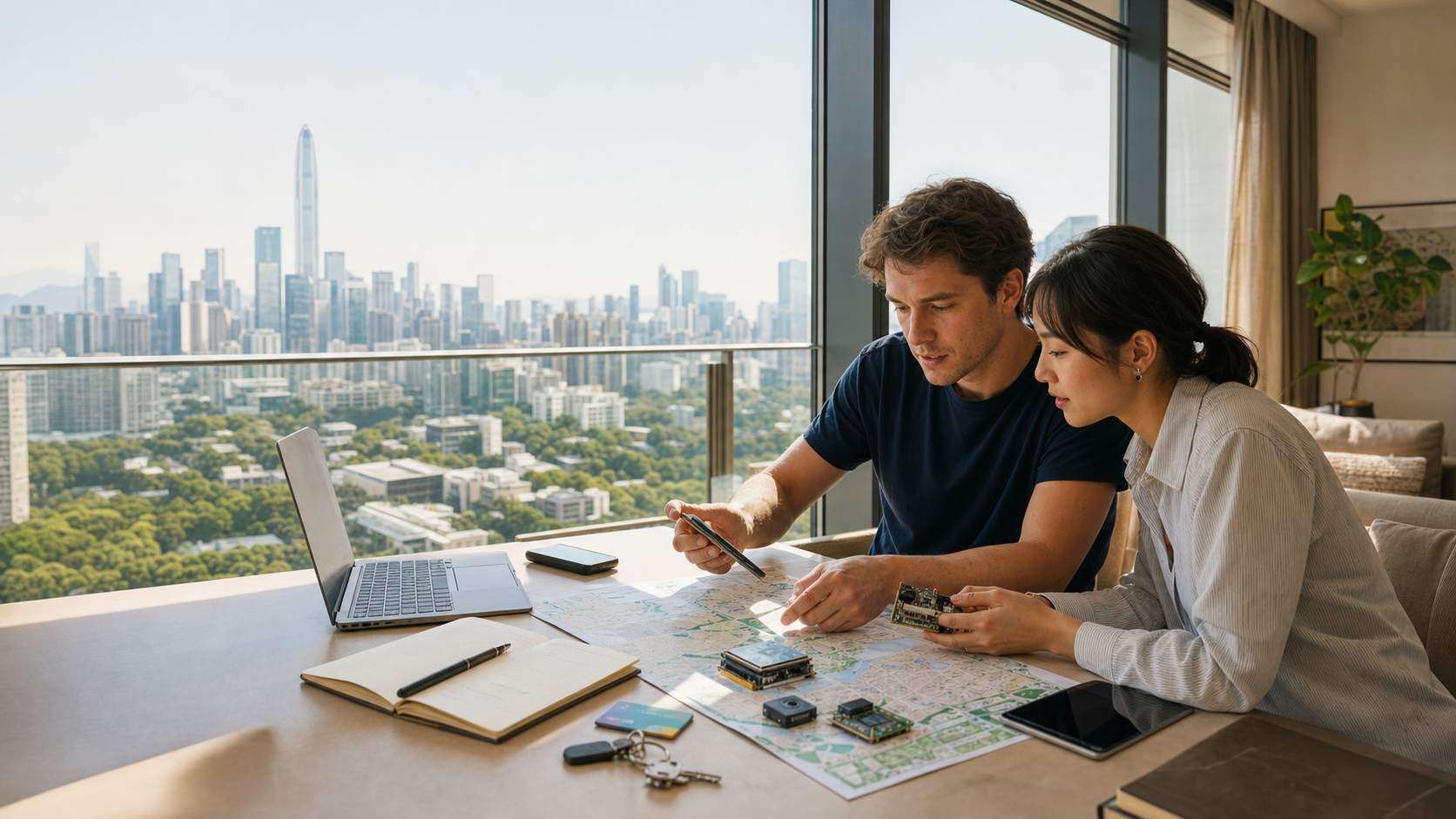 Founder and local operator reviewing a Shenzhen setup plan